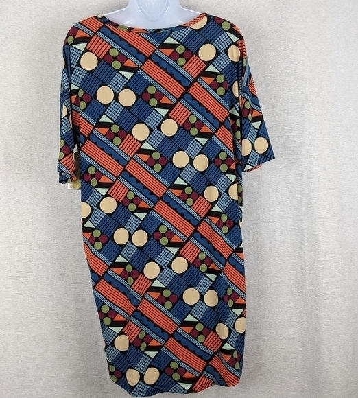 Lularoe Irma hi low tunic geometric print XXS oversized short Sleeve - Picture 3 of 4